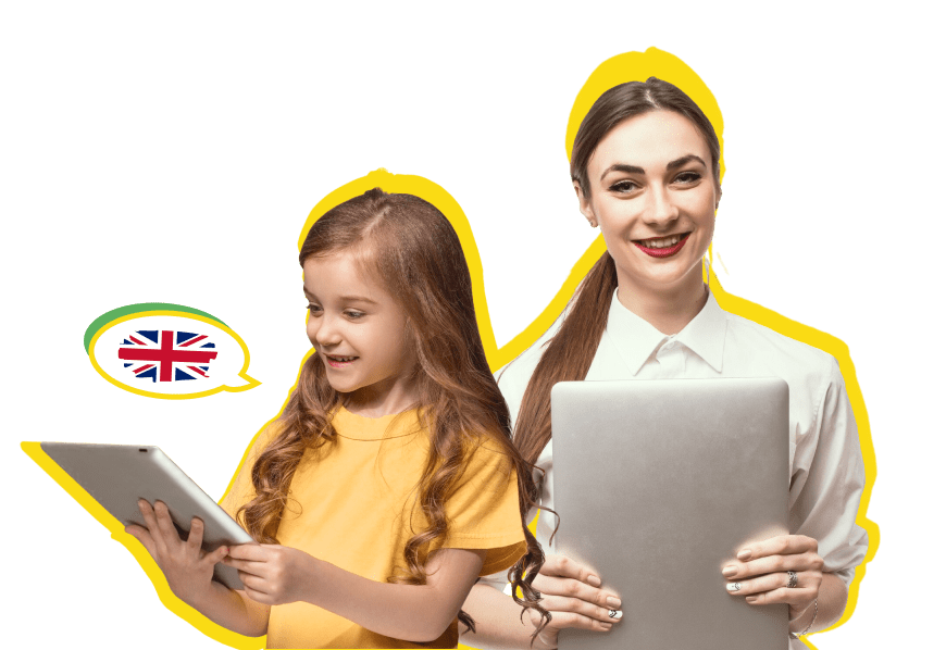 
															Онлайн заняття з англійської для дітей — вчителька проводить урок з дівчинкою